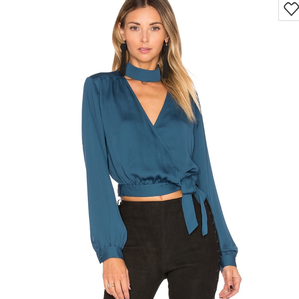 L'academie high collar wrap shirt