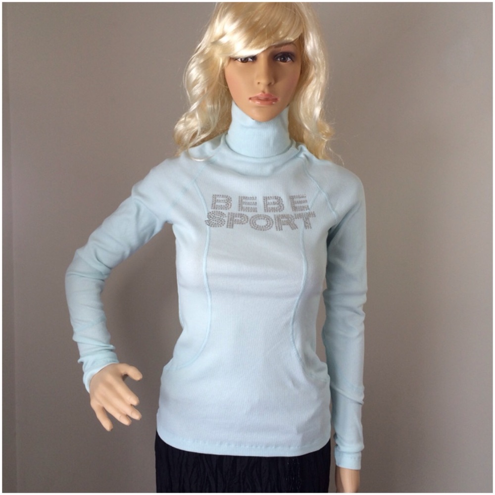 Mint Green BEBE SPORT Mock Neck Top