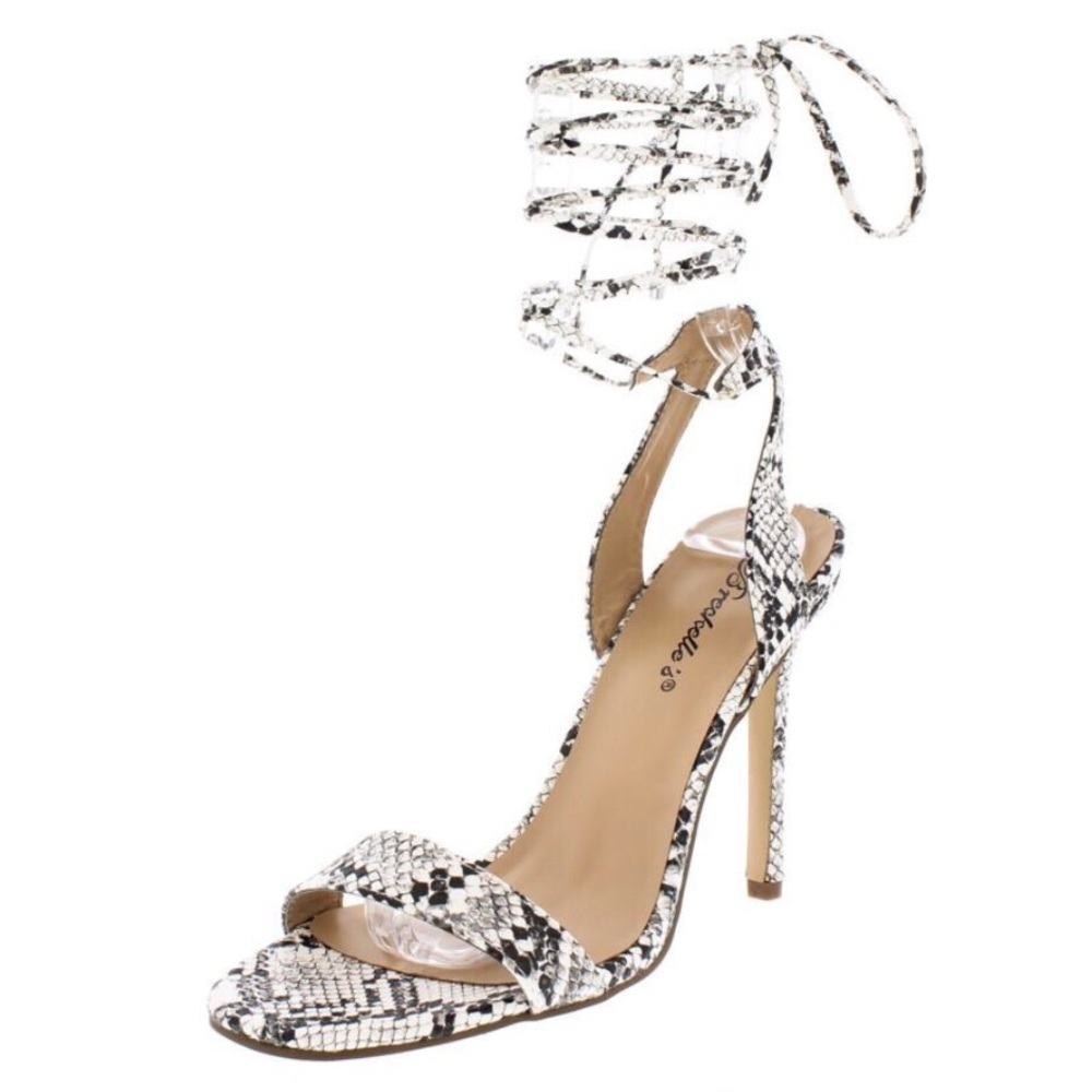 NEW Snake Skin T Strap Strappy Heels