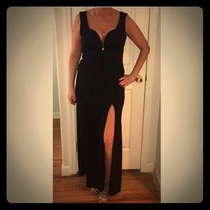 Black, floor length formal dress