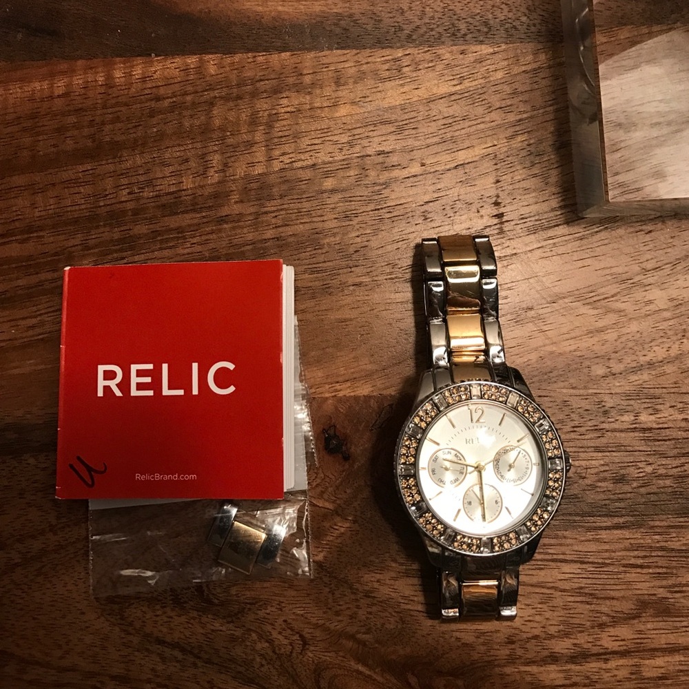 Relic silver and gold watch