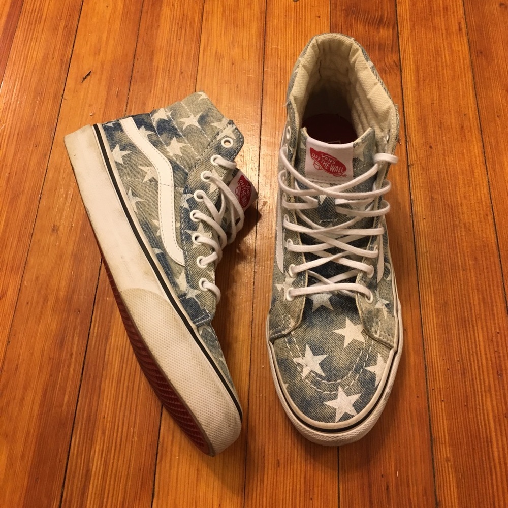 Vans Sk8 Hi Distressed denim with stars