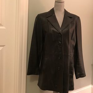 Women's Gallery Mediun Black Leather Coat