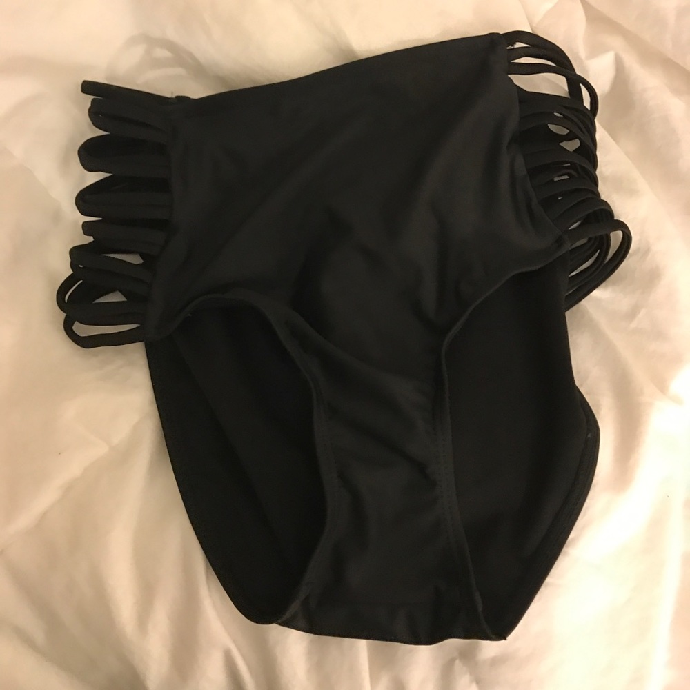 High waisted bikini bottom with cut outs - NEW