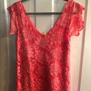 LULUS pink laced shift dress