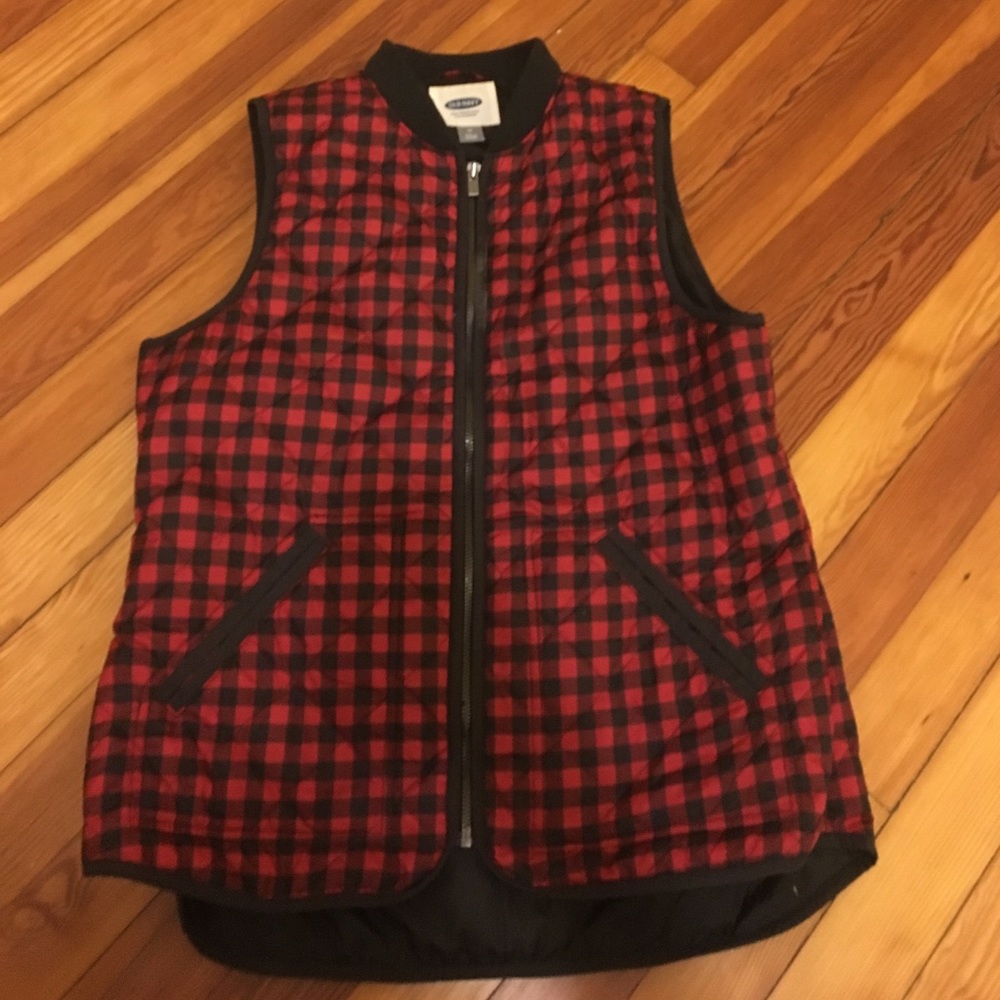 Old Navy red & black buffalo check vest