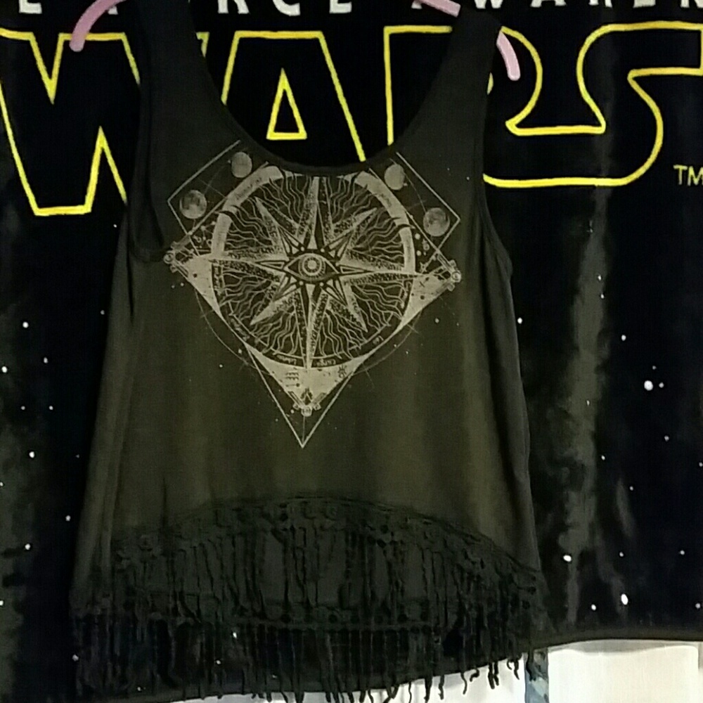 Festival styled tank top w/fringed bottom