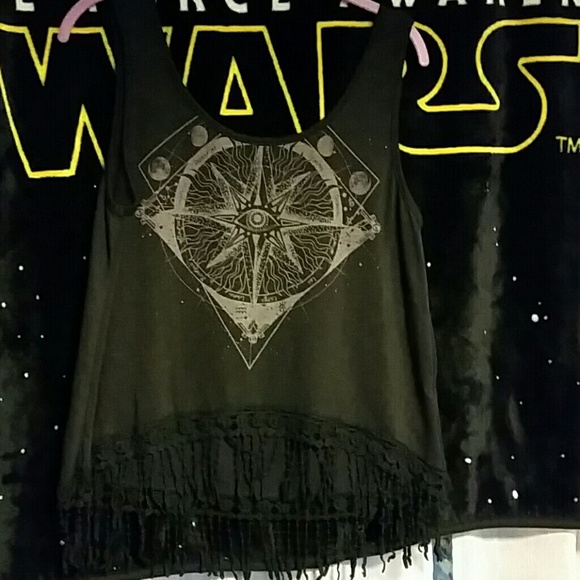 Festival styled tank top w/fringed bottom - Picture 1 of 4