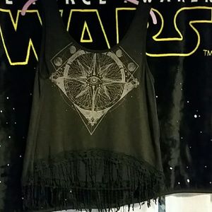 Festival styled tank top w/fringed bottom