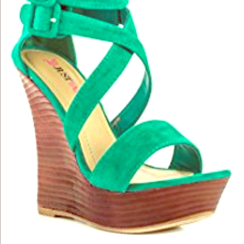 Just Fab Seafoam Green Wedges. Never Worn
