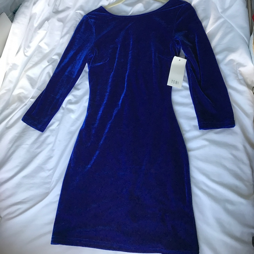 Blue velvet dress By Tobi