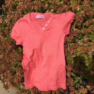 Cute shimmery hot pink Michael Stars button tee!