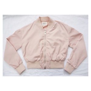 Ashley Outerwear Blush Cropped Bomber Jacket