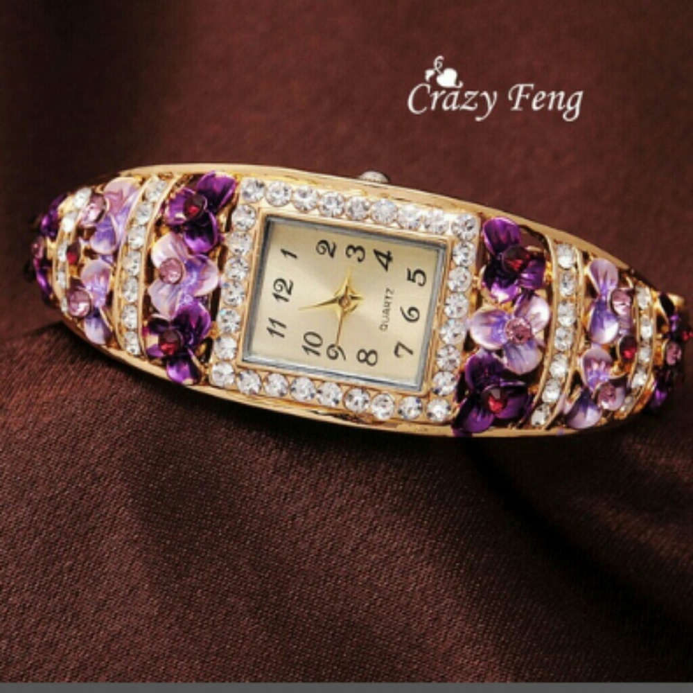 Beautiful purple watch with crystals