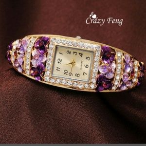 Beautiful purple watch with crystals