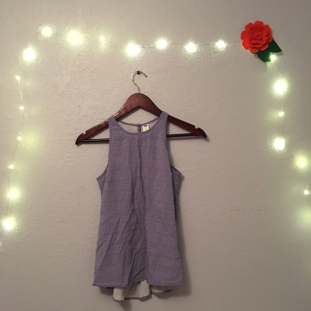 Periwinkle and white printed flowing top