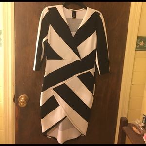 White and Black Zig Zag Striped Dress !