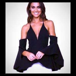 LAST ONE!! Fun Black Cold Shoulder Blouse LAST ONE!! Fun Black Cold Shoulder Blouse
