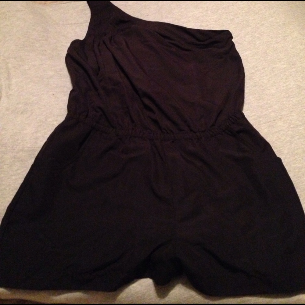 Black, one shoulder romper!
