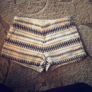 Joie Black and White Patterned Linen Shorts