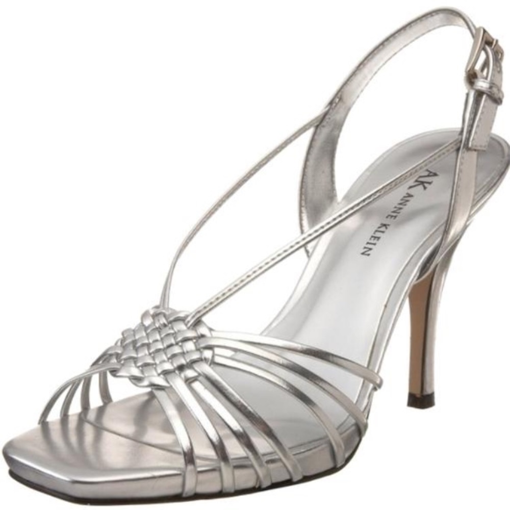 Worn Once-Anne Klein-Strappy Heels-Silver-Size 8.5