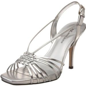 Worn Once-Anne Klein-Strappy Heels-Silver-Size 8.5