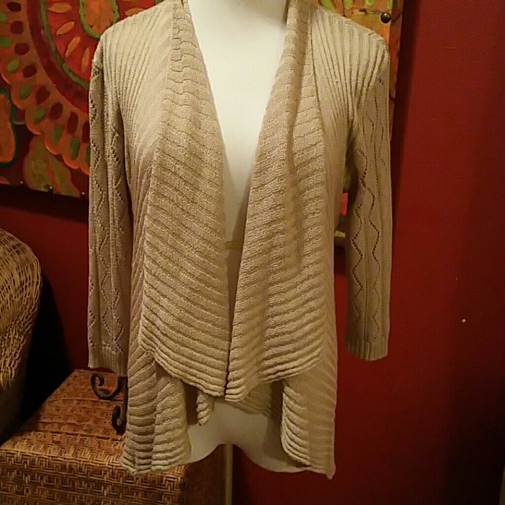 Sheer Champagne Beige Cardigan in Medium