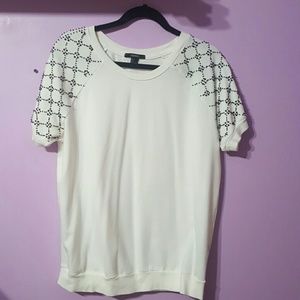 Forever 21 White sweater with black beading