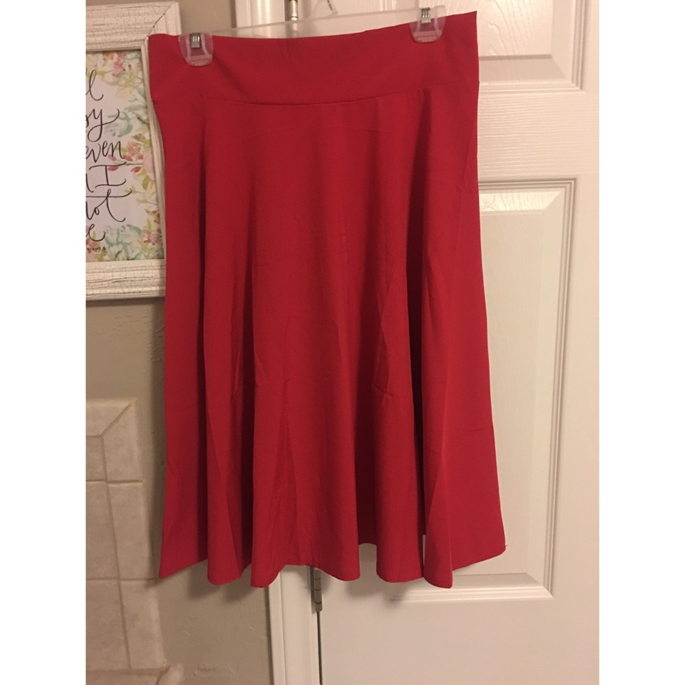 Red high waisted skirt