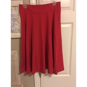 Red high waisted skirt
