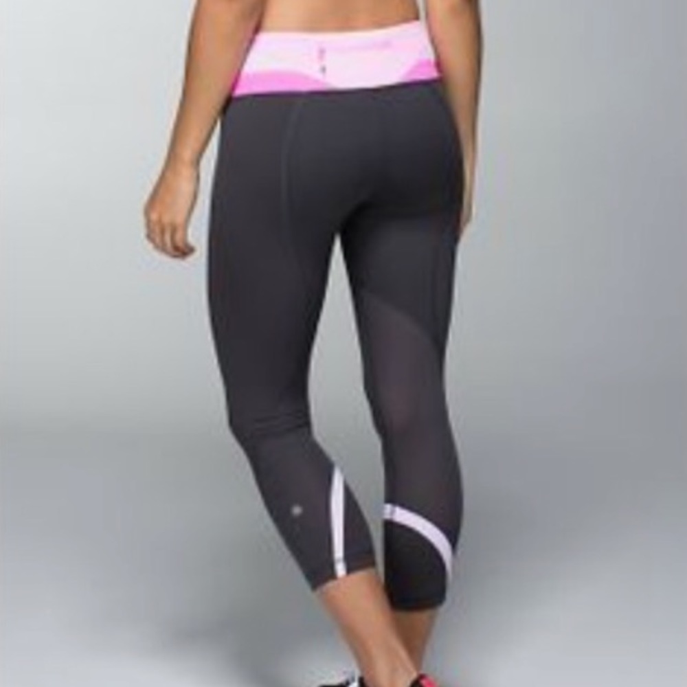 Lululemon Gray and Pink Inspire Crops