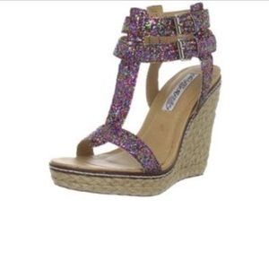 NWT IN BOX Multicolor glitter wedges! 💜💙💚💛💕