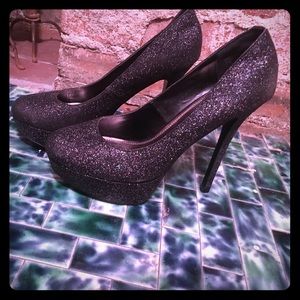 Black glitter pumps from Bakers