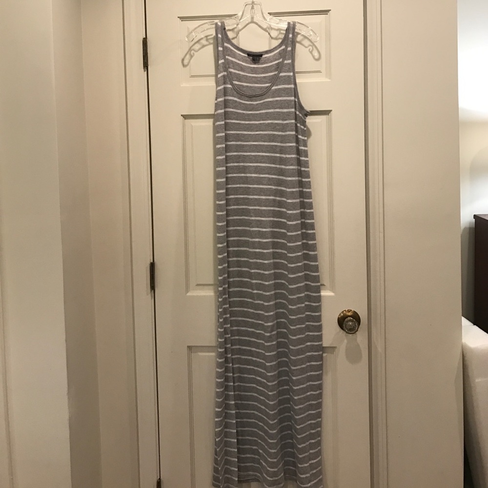 Vince grey striped cotton maxi dress size  Large