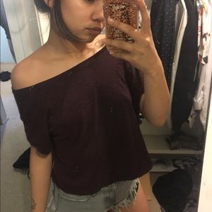 Dark red off the shoulder top 🥀🍄🌹🎈