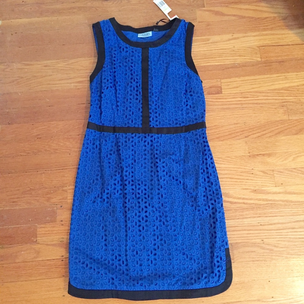 Cynthia Rowley royal blue lace eyelet shift dress