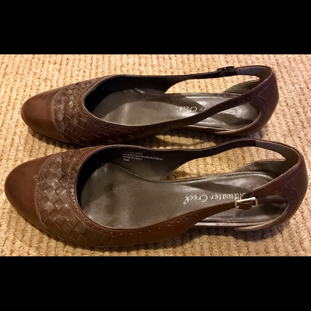 Women's Flats-Brown-Side Cut Out Detail-size 8.5