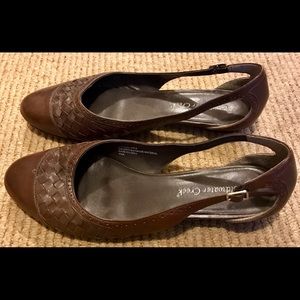 Women's Flats-Brown-Side Cut Out Detail-size 8.5