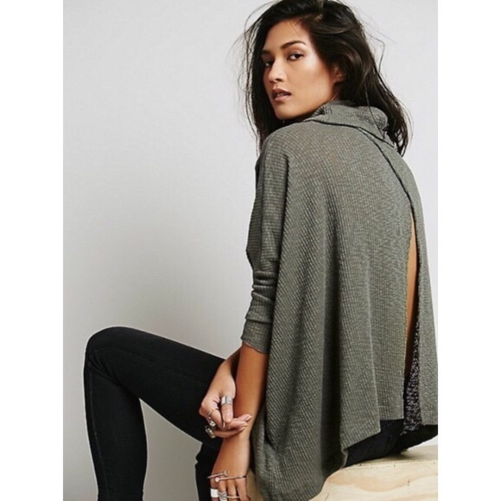 Free People army-green, flowy, beach sweater