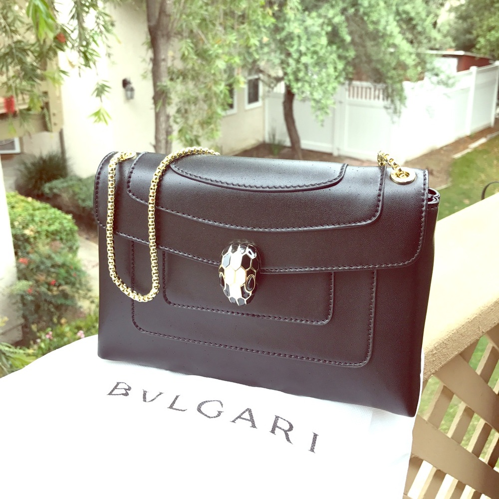 Bvlgari style chain black purse