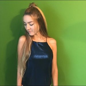 Shimmer black and blue top