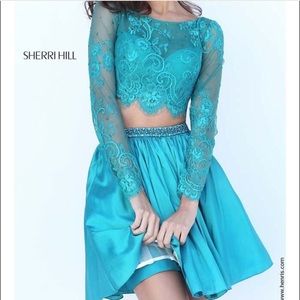 Sherri Hill Short Aqua Two Piece (Style 50556)