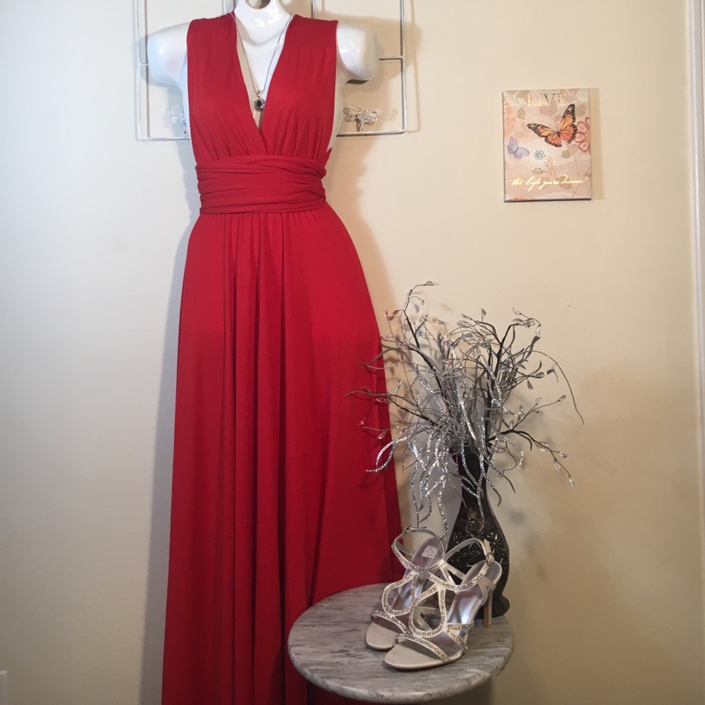Sexy Red Infinity Twist Wrap Dress
