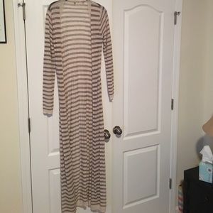 L Stripped Long Cardigan by Knitted and Knotted.
