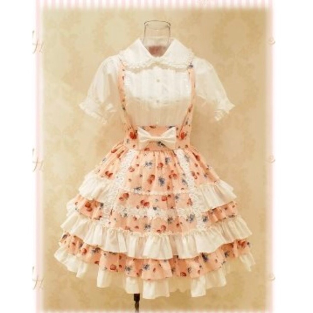 Sweet Lolita Strawberry Skirt & White Blouse