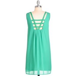Modcloth open back turquoise shift dress