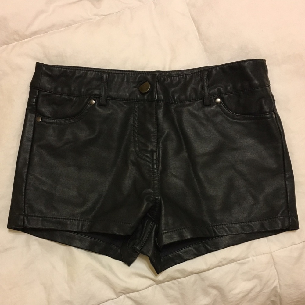 F21 faux leather shorts