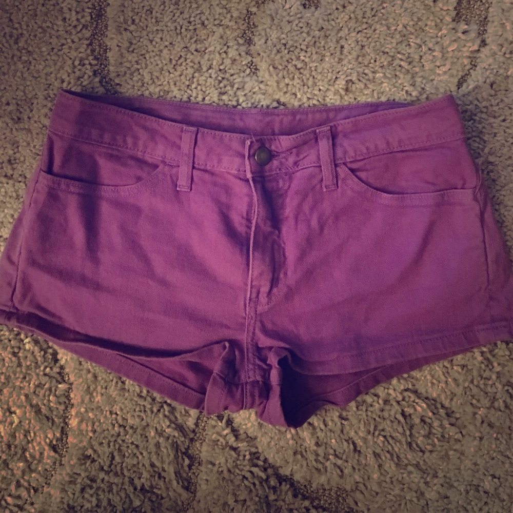 American Apparel purple denim shorts