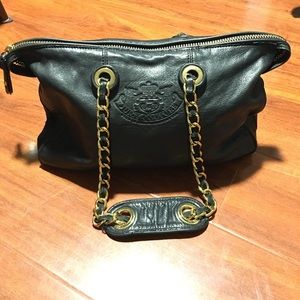 Juicy Couture Black Leather Purse Gold Hardware