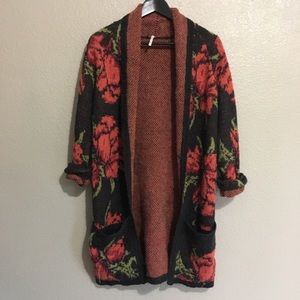 FREE PEOPLE rose print cardigan